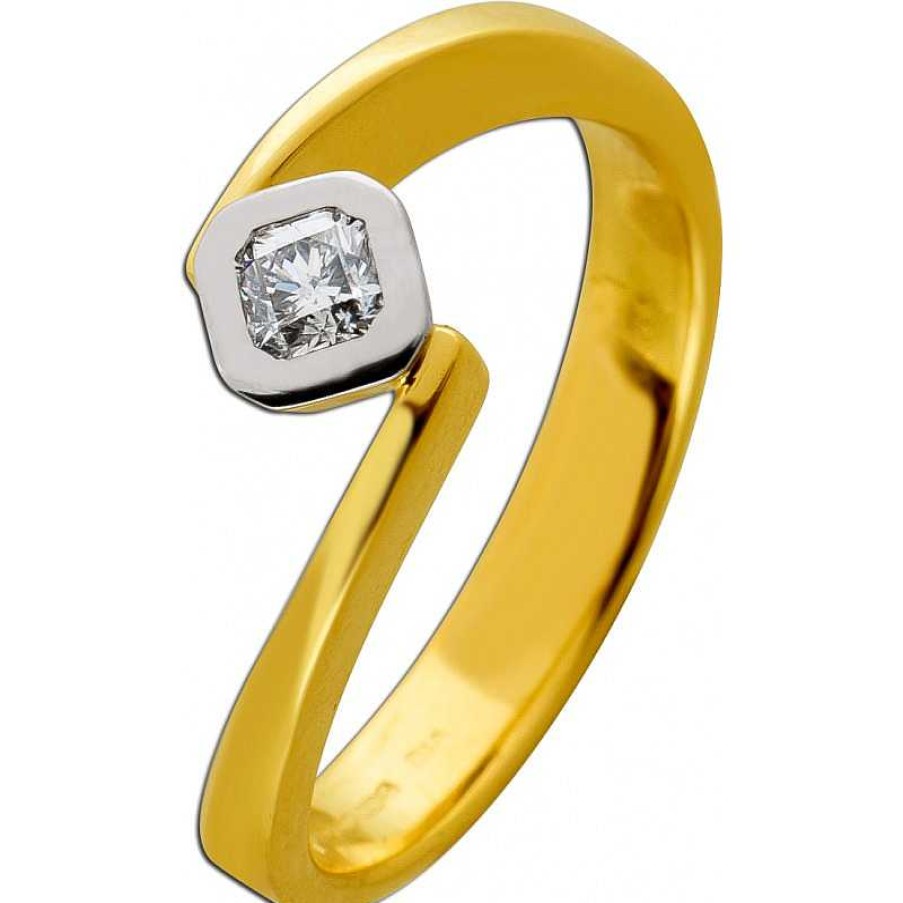 Ringe CH.ABRAMOWICZ | Diamantring Gelb Wei Gold 750 Solit R Brillant Asscher 0.30Ct.Tw Vvs