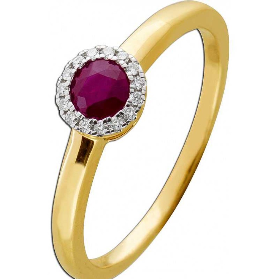 Ringe CH.ABRAMOWICZ | Rubinring Gelbgold 585 1 Rubin 0,41Ct 15 Brillanten 0,06Ct Tw/Vsi