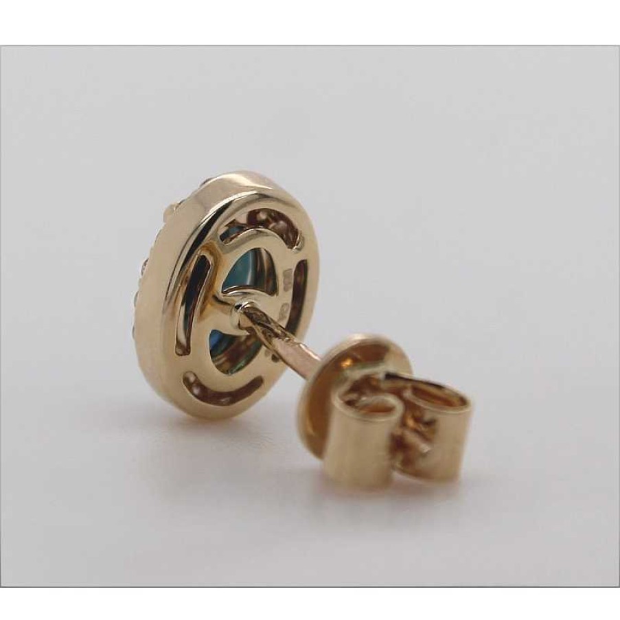 Ohrringe CH.ABRAMOWICZ | Ohrstecker Gelbgold 585 2 Blaue Saphir Edelsteine 36 Diamanten