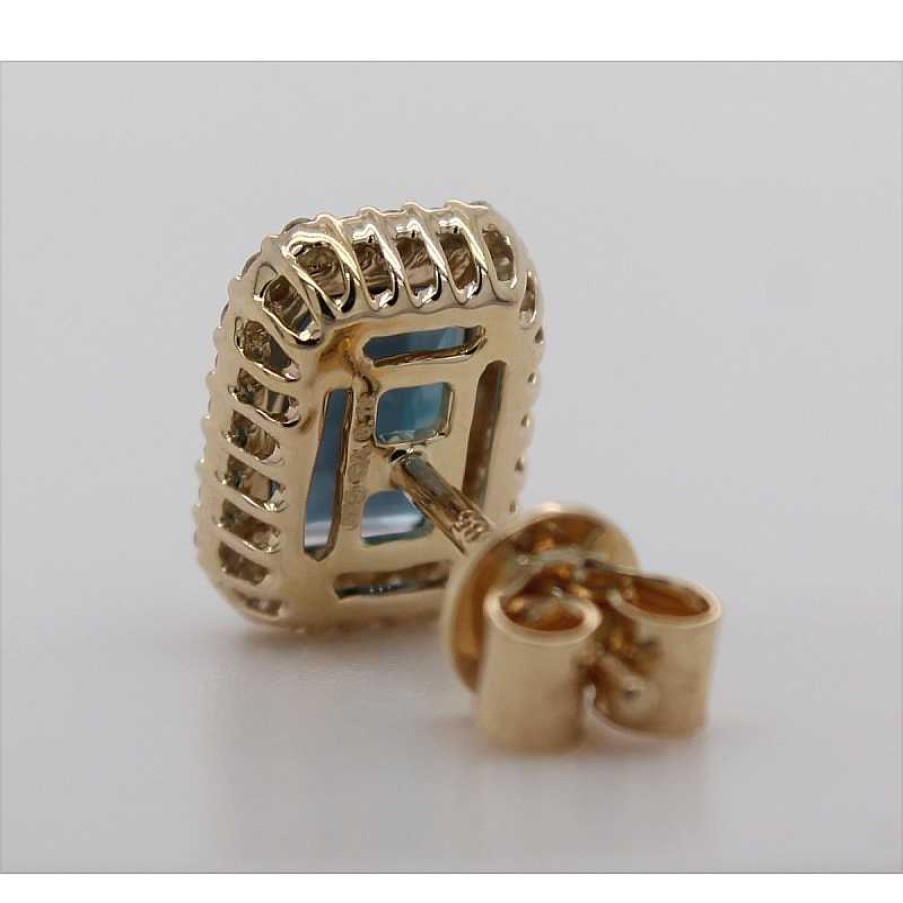 Ohrringe CH.ABRAMOWICZ | Ohrstecker Gelbgold 585 2 London Blautopas Edelsteine 52 Diamanten