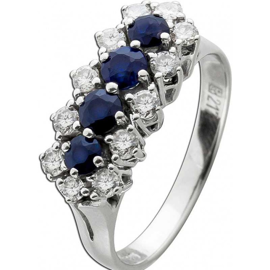 Ringe CH.ABRAMOWICZ | Saphirring 585 Wei Gold Blaue Saphire 0,92Ct. Brillanten 0,40Ct.