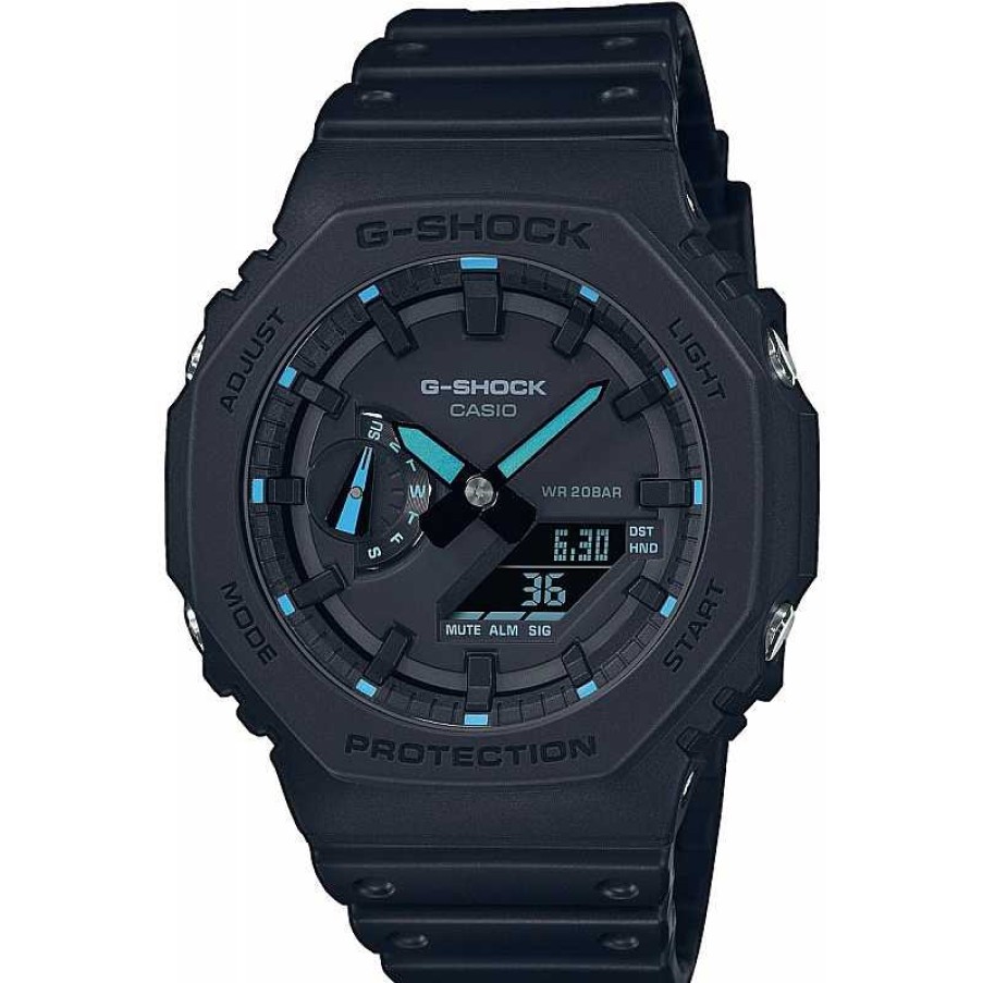 Uhren Casio | Casio Ga-2100-1A2Er G-Shock Classic Analog Digital Herrenuhr Schwarz/T Rkis