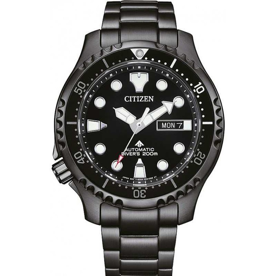 Uhren Citizen | Citizen Ny0145-86Ee Promaster Marine Herren Taucheruhr Edelstahl Schwarz Ionen Beschichtet Automatik 20Bar 44Mm Durchmesser