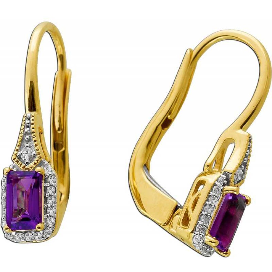 Ohrringe CH.ABRAMOWICZ | Amethyst Ohrh Nger Gelbgold 5852 32Diamanten Wei Gold Fassungen