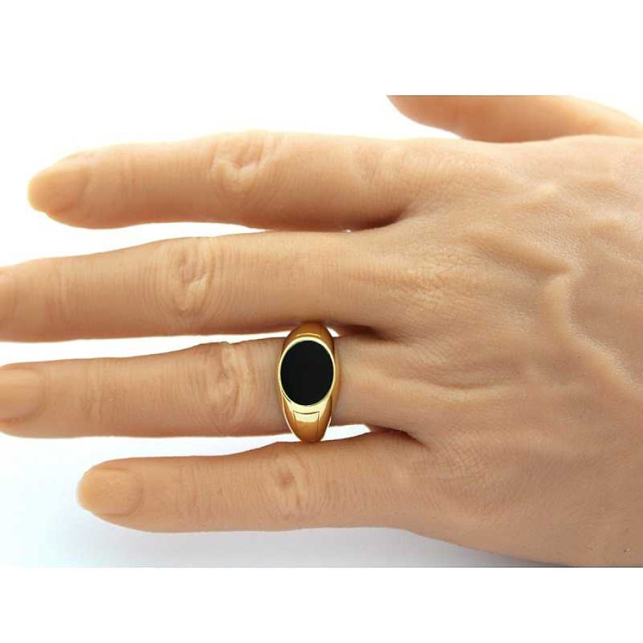 Ringe Statements for Men by Abramowicz | Ring Gelbgold 585 14 Karat Poliert Ovaler Schwarzer Onyx Edelstein