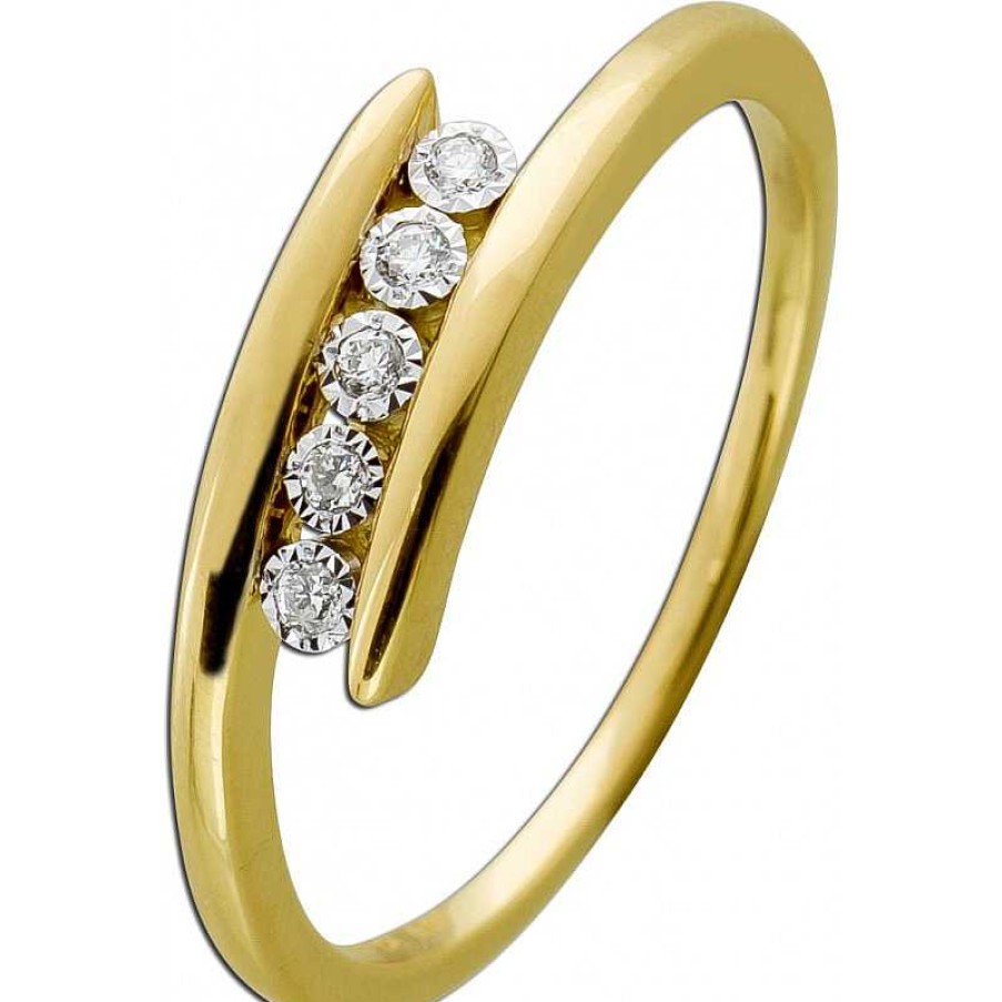 Ringe CH.ABRAMOWICZ | Diamantring Gelbgold 585 14 Karat 5 Brillanten 0,06Ct Tw/Vsi