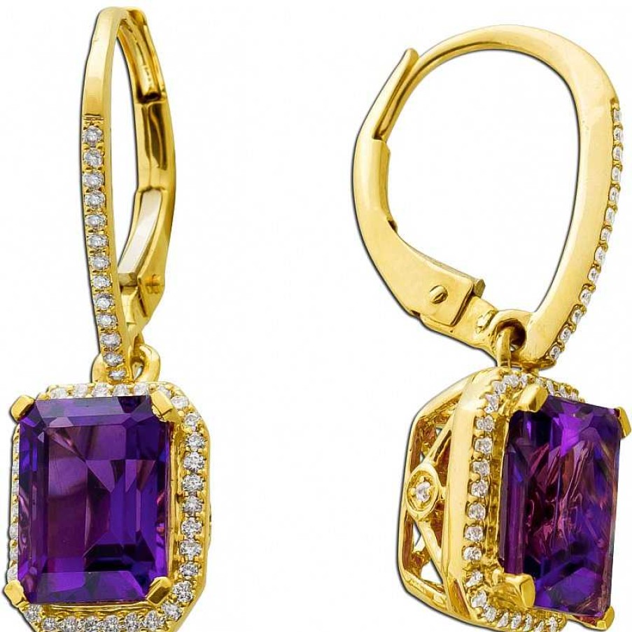 Ohrringe CH.ABRAMOWICZ | Ohrh Nger Gelbgold 585 Violett Amethyst Edelsteine 98 Diamanten