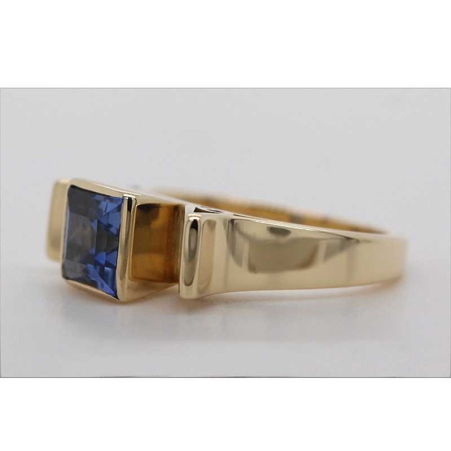 Ringe CH.ABRAMOWICZ | Solit Rring Gelbgold 750 Feinster Blauer Saphir 1,60Ct. Carree Schliff