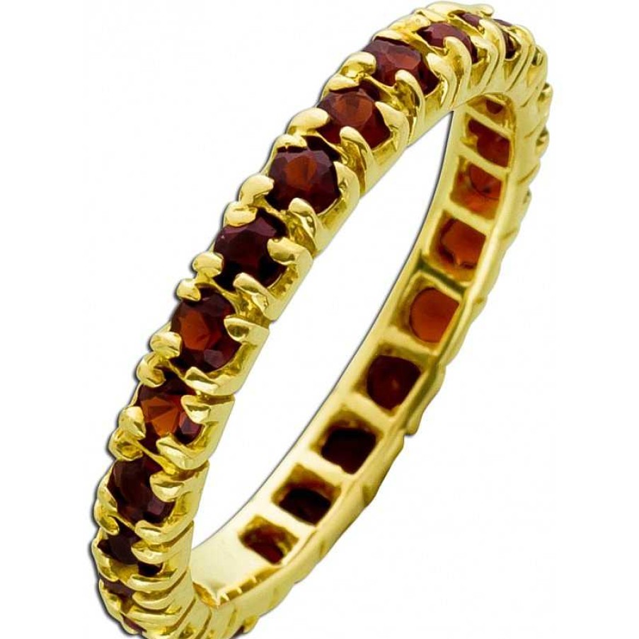 Ringe CH.ABRAMOWICZ | Antiker Memoire Ring Gelbgold 333 Um 1930 Rote Granat Edelsteine Damen