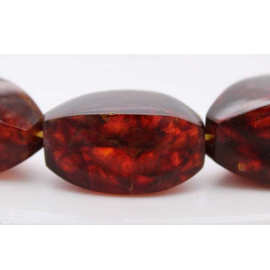 Halskette CH.ABRAMOWICZ | Kette Cognac-Braune Bernsteine Olivschliff 10,9-29,6Mm Antik