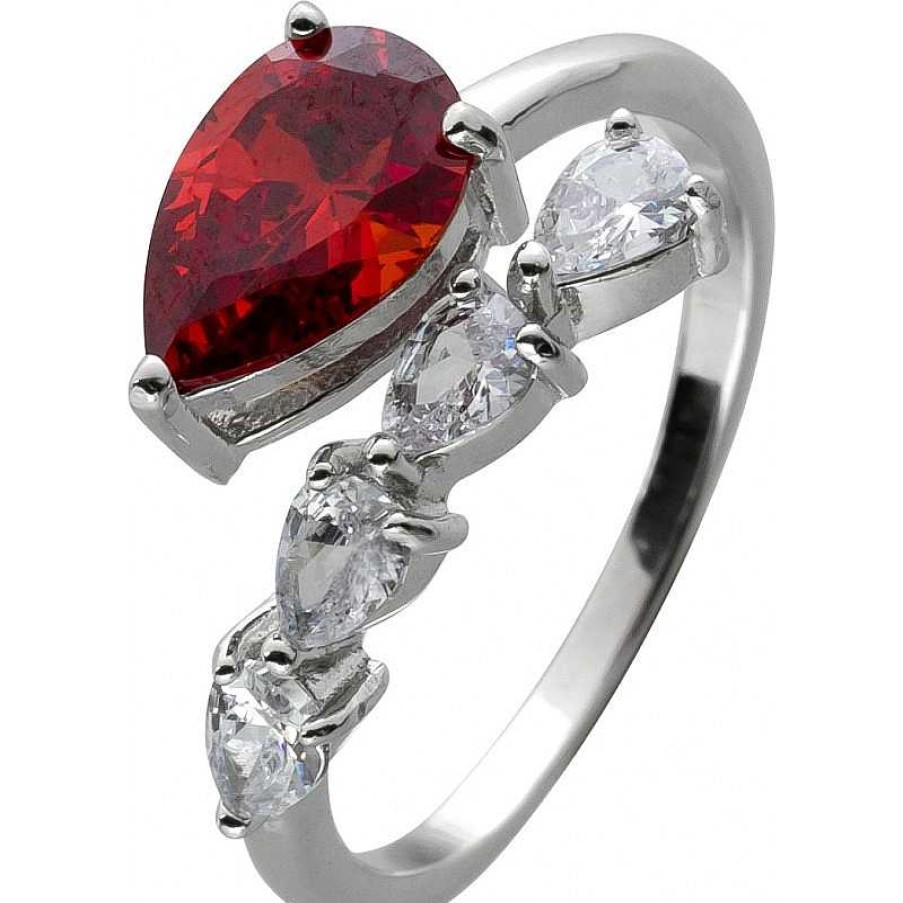 Ringe CH.ABRAMOWICZ | Silberring 925 Zirkonia Orange-Rot 4 Wei E Zirkonia Edelstein Look