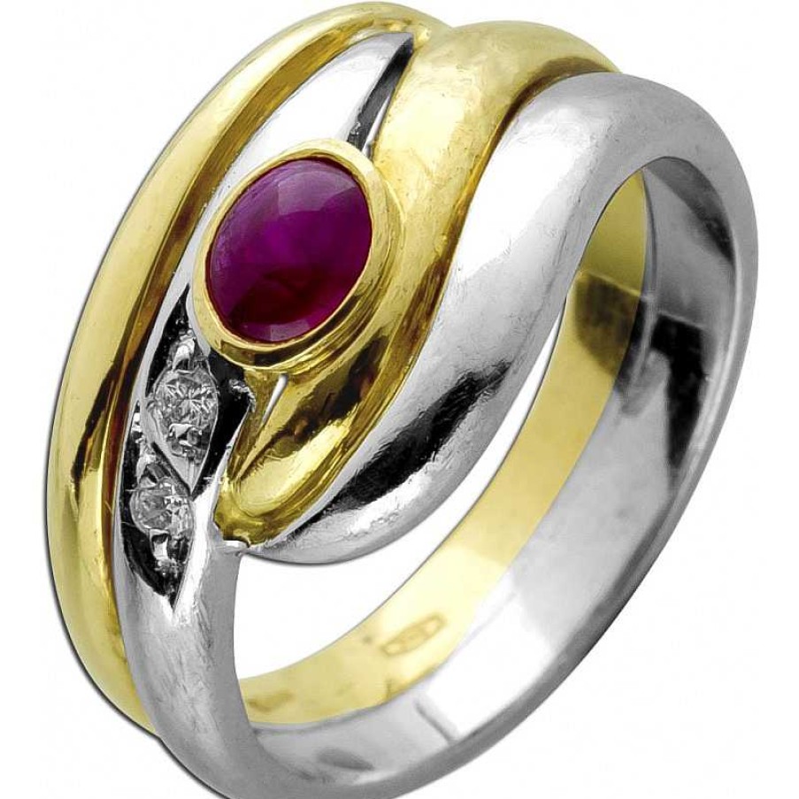 Ringe CH.ABRAMOWICZ | Designer Ring Gelb/Wei Gold 750 1 Rubin 2 Diamanten 0,04Ct Tw/Vvs