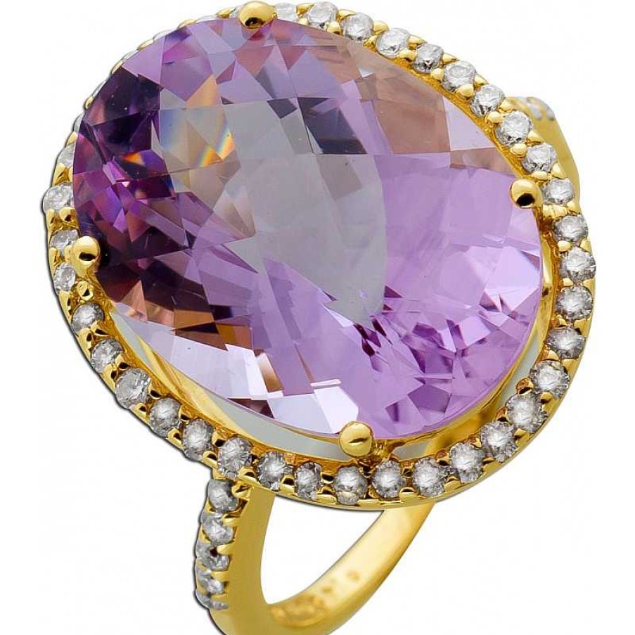 Ringe CH.ABRAMOWICZ | Ring Gelbgold 585 Morganit Violett 17,70Ct. Brillanten 0,50Ct.Tw/Si