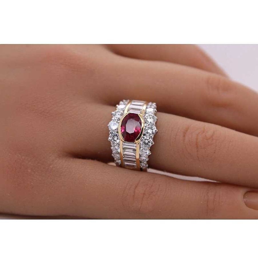 Ringe CH.ABRAMOWICZ | Ring By Jakobi Gelb Wei Gold 750 Mosambik Rubin Ca1,20Ct -1,30Ct Diamanten 3,60Ct