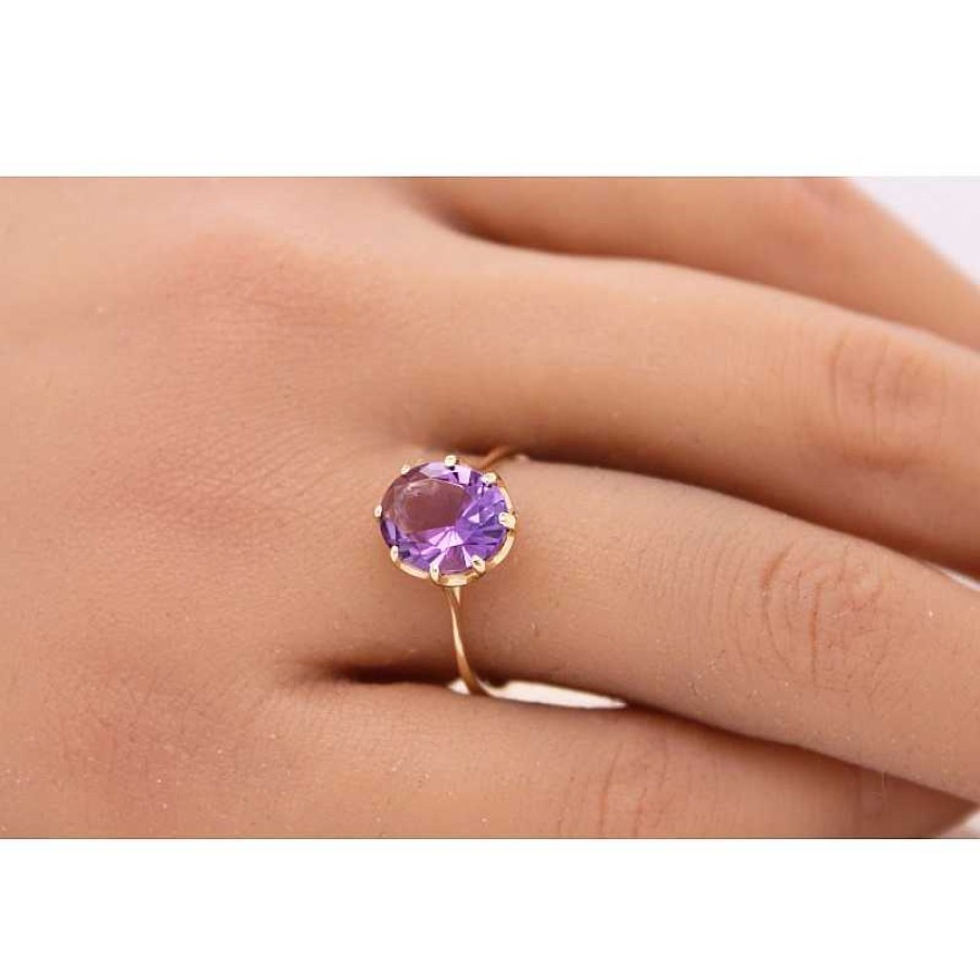 Ringe CH.ABRAMOWICZ | Edelsteinring Gelbgold 585 Amethyst Solit R 2,25Ct. Lila Leuchtend