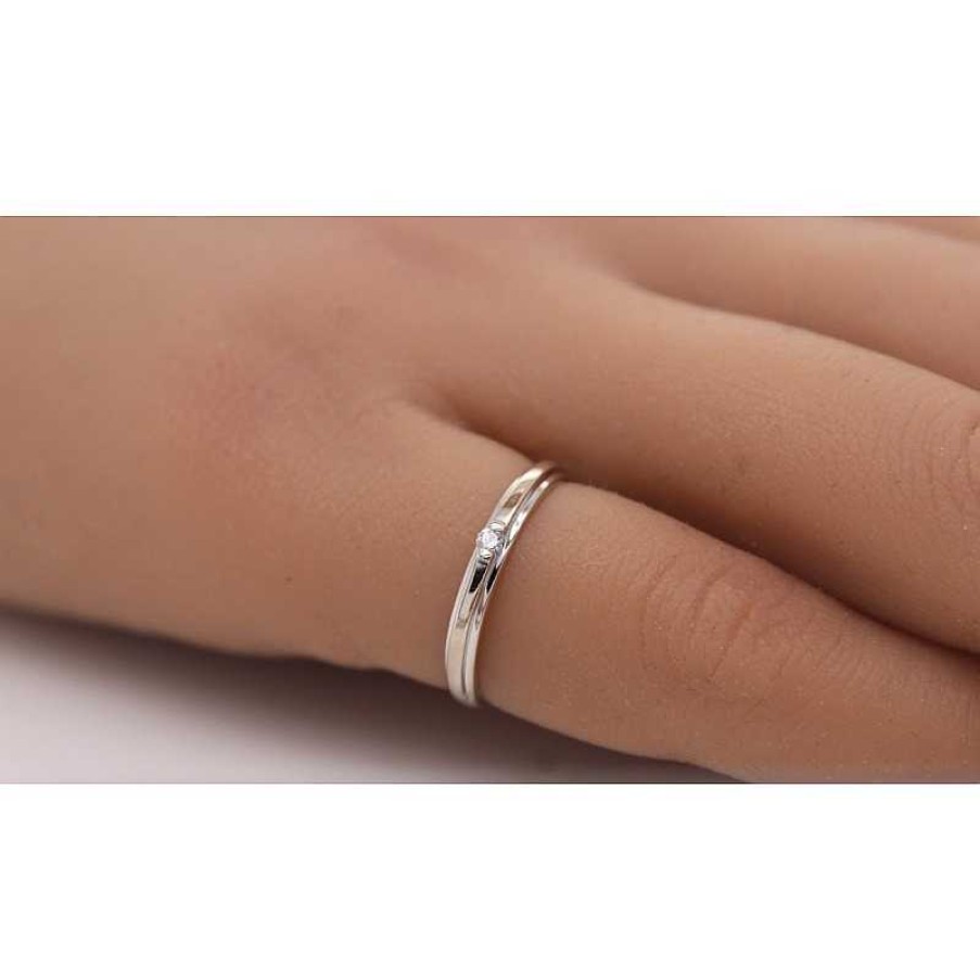 Ringe CH.ABRAMOWICZ | Solit Rring Wei Gold 585 1 Brillant 0,05Ct. Tw/Lp Poliert