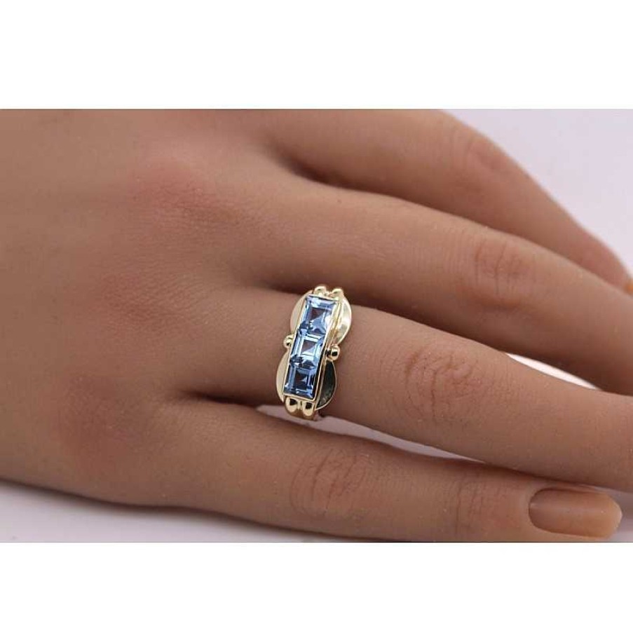 Ringe CH.ABRAMOWICZ | Damenring Gelbgold 333 Ozenblaue Aquamarin Edelsteine 1.60Ct.