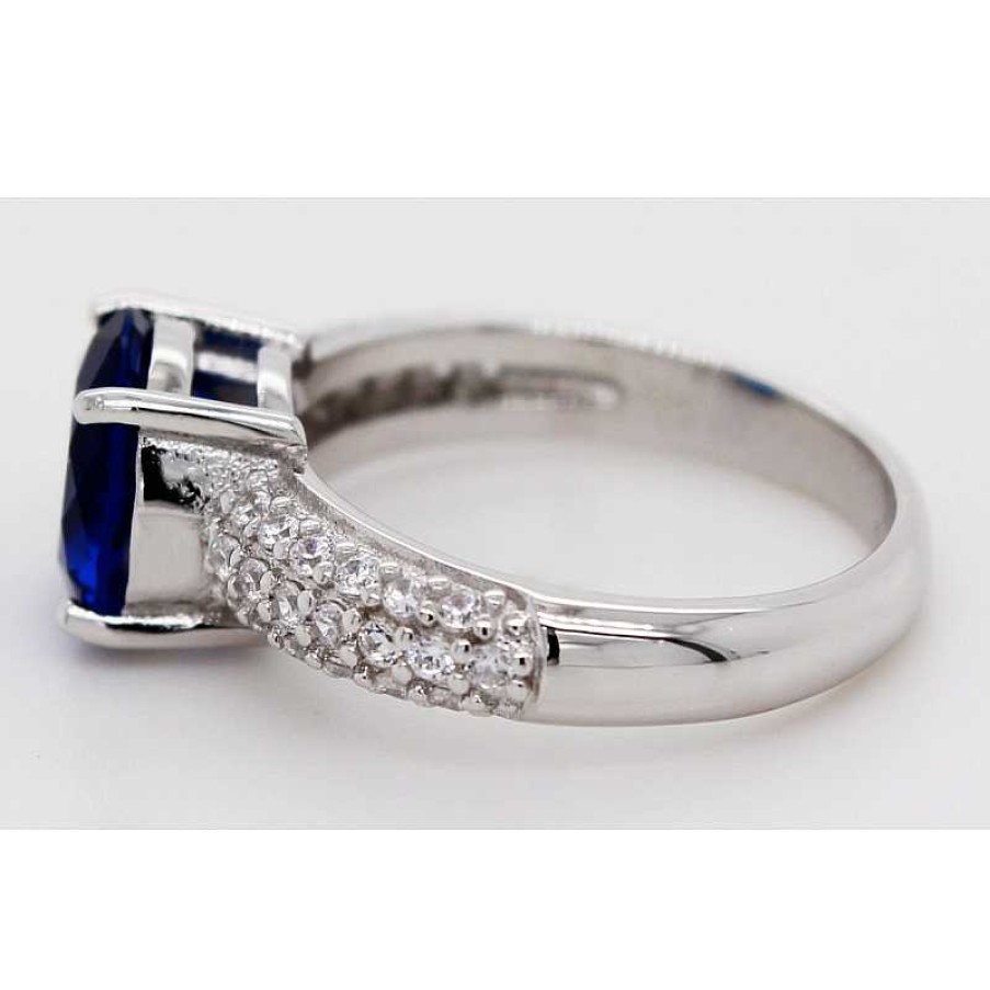 Ringe CH.ABRAMOWICZ | Silberring 925 Saphir Edelstein Synthese 2,50Ct. Brillant Synthesen