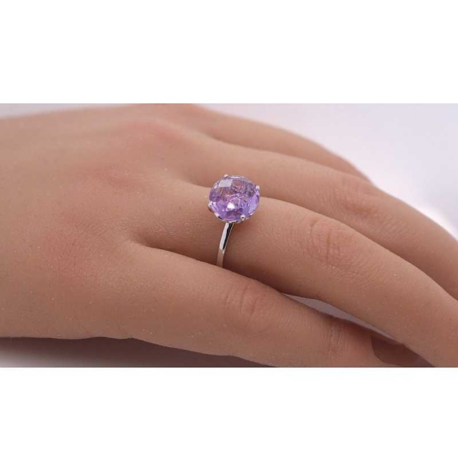 Ringe CH.ABRAMOWICZ | Ring Silber 925 1 Amethyst Aus Brasilien Rhodiniert Poliert