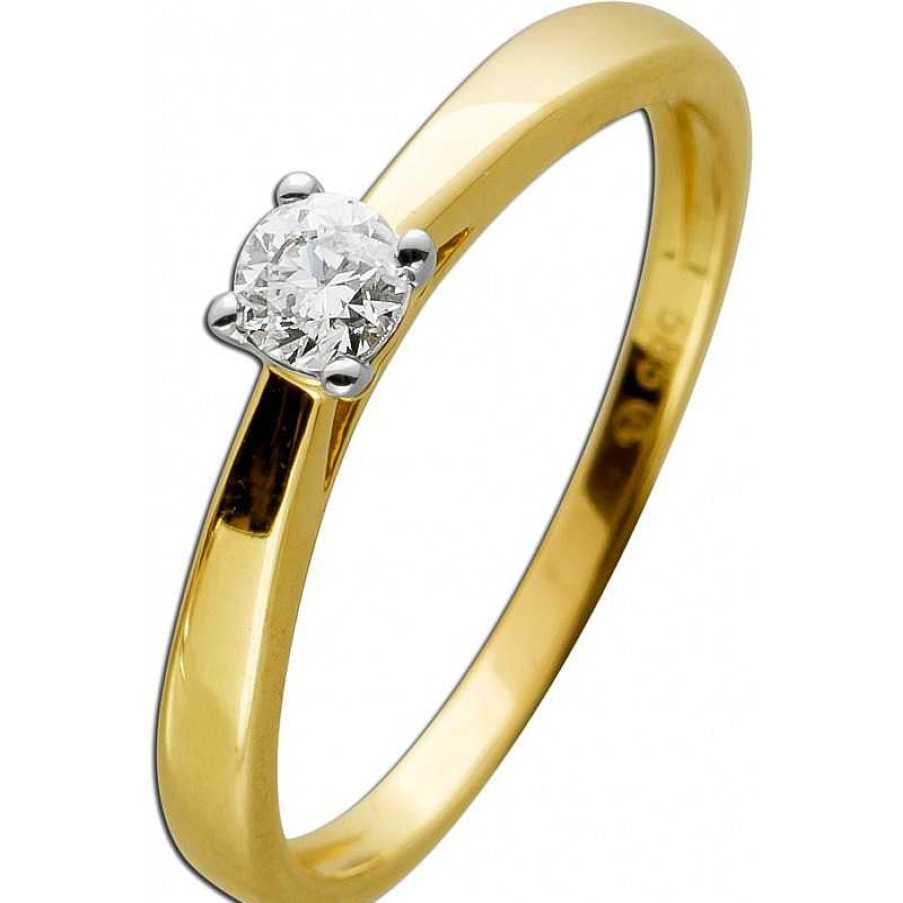 Ringe CH.ABRAMOWICZ | Ring Gelbgold 585 14 Karat 1 Brillant 0,20Ct W/Si Krappenfassung