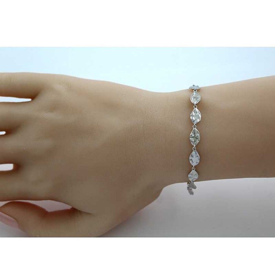 Armband Keine Angabe | Bl Tter Armband Silber 925Mit Blatt Struktur, Br. 6Mm18+3Cm