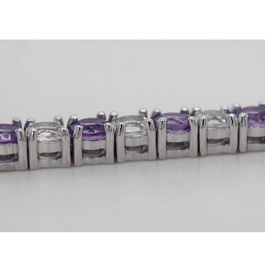 Armband CH.ABRAMOWICZ | Tennisarmband Silber 925 Amethyst Wei Er Topas Edelsteine Rhodiniert