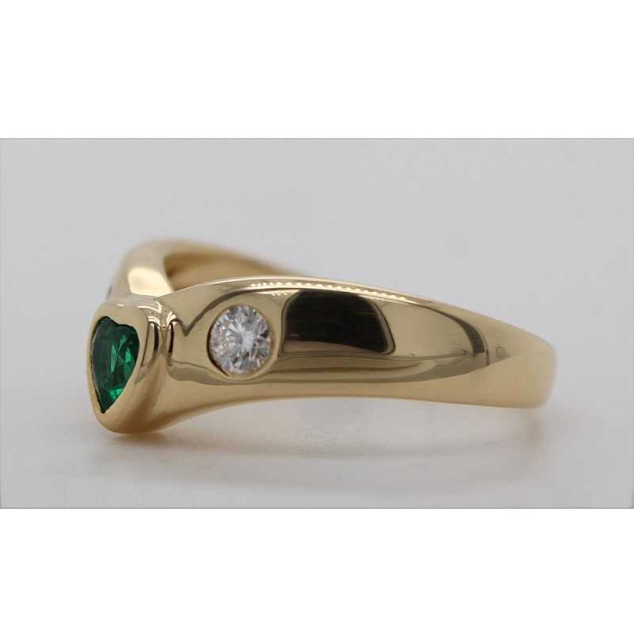 Ringe CH.ABRAMOWICZ | Damenring Gelbgold 750 Gr Ner Smaragd 0.22Ct. Diamanten 0.18Ct.