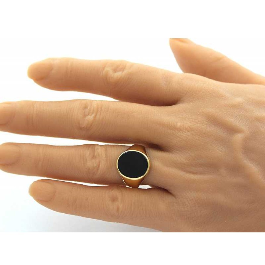 Ringe Statements for Men by Abramowicz | Ring Gelbgold 585 14 Karat Poliert Ovaler Schwarzer Onyx Edelstein