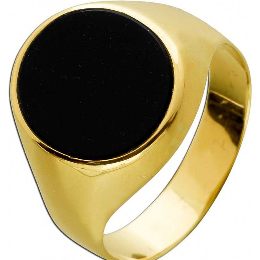 Ringe Statements for Men by Abramowicz | Ring Gelbgold 585 14 Karat Poliert Ovaler Schwarzer Onyx Edelstein