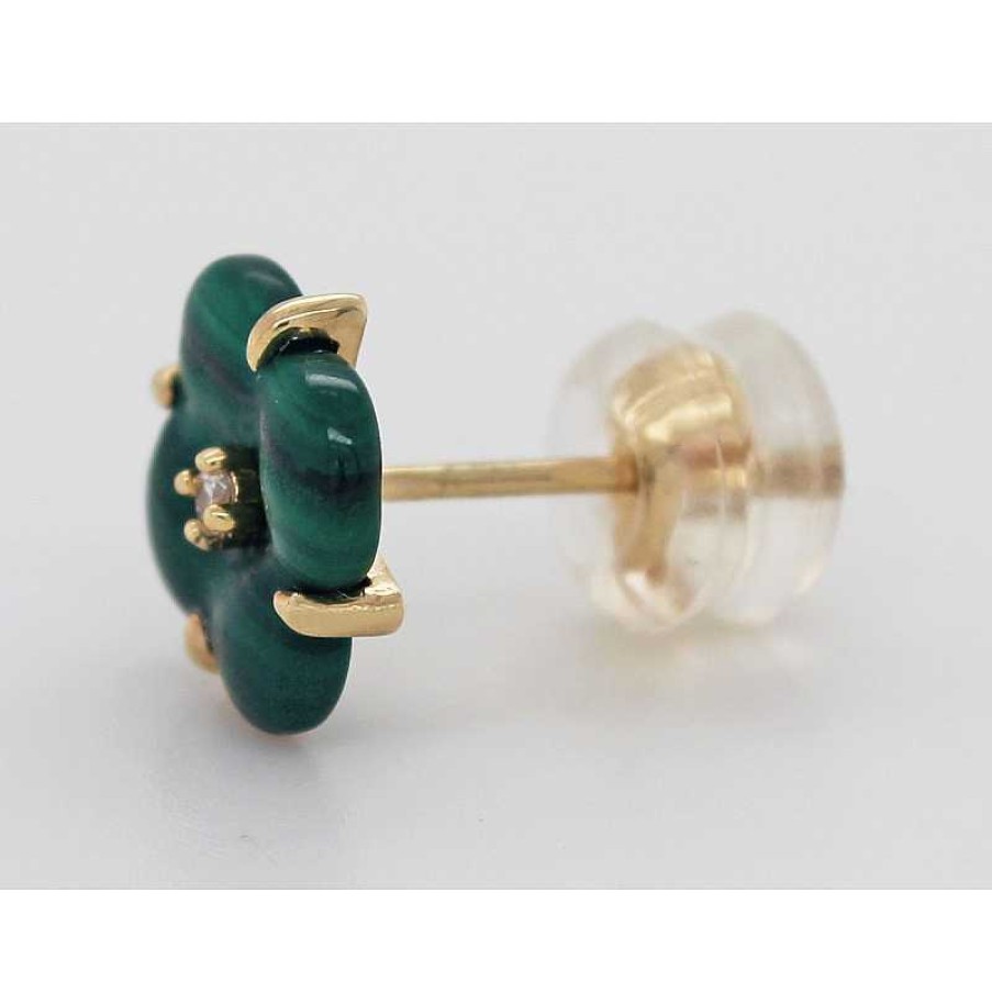 Ohrringe CH.ABRAMOWICZ | Ohrstecker Gelbgold 585 2 Malachit 2 Brillanten 0,030Ct Tw/Vsi