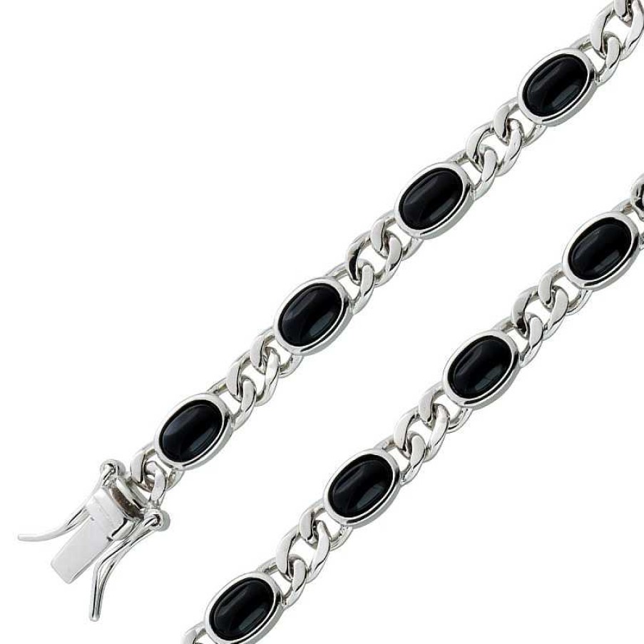 Armband CH.ABRAMOWICZ | Armband Silber 925 Rhodiniert 12 Echte Onyx Poliert