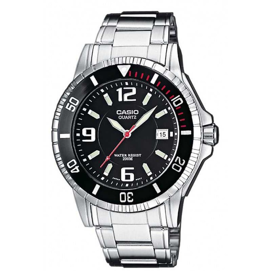 Uhren Casio | Casio Basis Stahl/Schwarz Mtd-1053D-1Aves Analog Herrenuhr