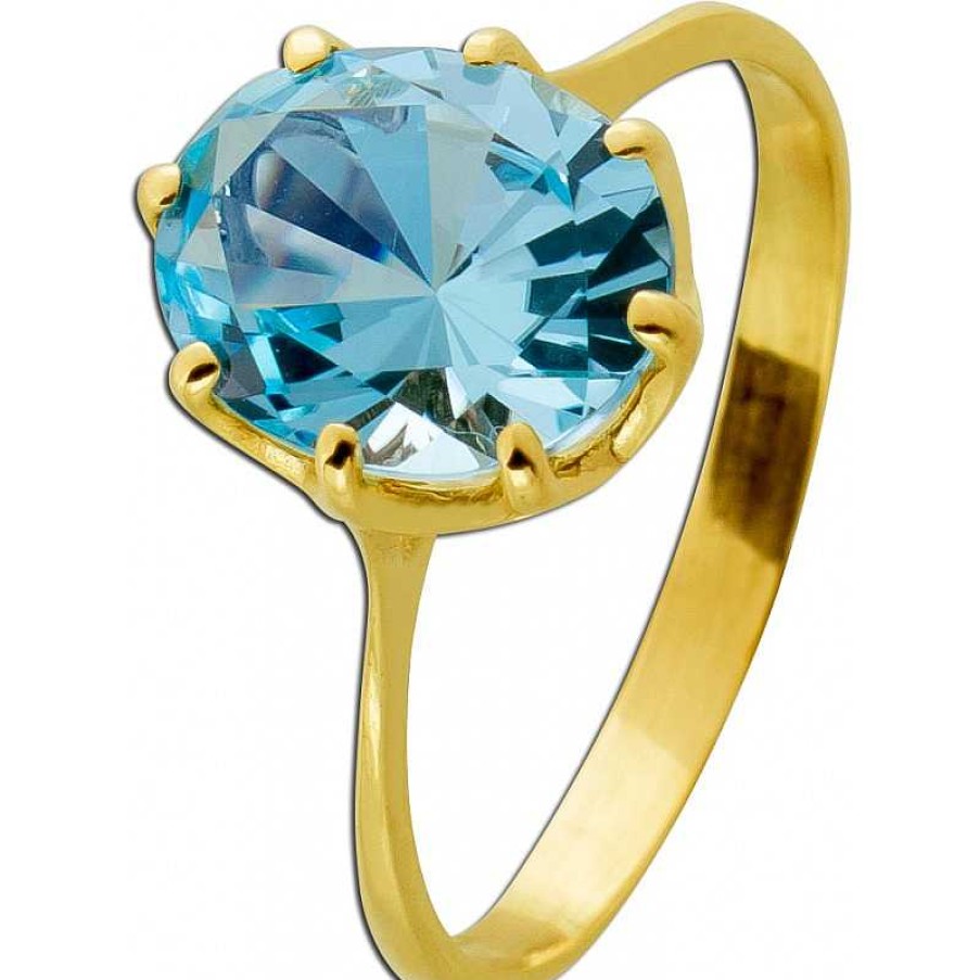 Ringe CH.ABRAMOWICZ | Designer Ring Gelbgold 585 Wasserblauer Blautopas Solit R 3.25Ct.