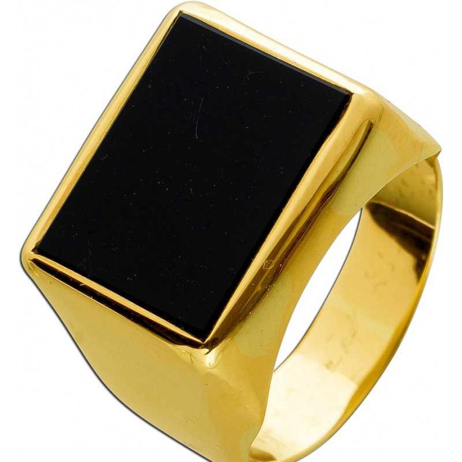 Ringe Statements for Men by Abramowicz | Ring Gelbgold 585 14 Karat Schwarzer Onyx Edelstein Poliert