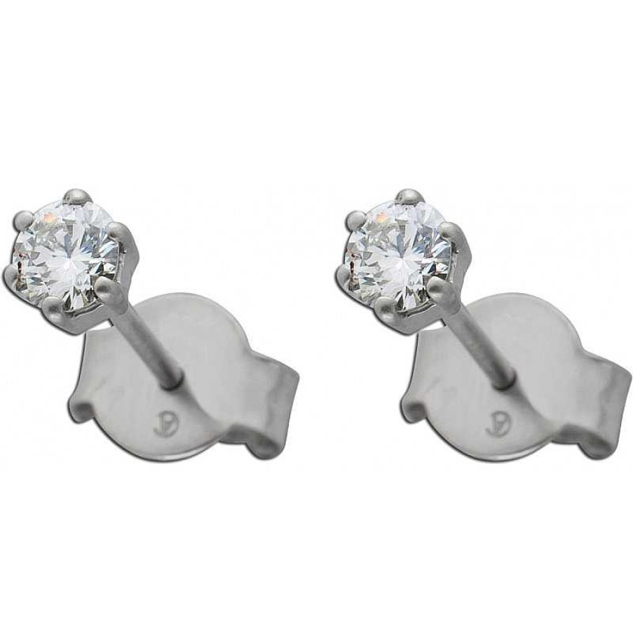 Ohrringe CH.ABRAMOWICZ | Diamant Ohrstecker Platin 950 2 Diamanten 0,25Ct W/Si Krappenfassung