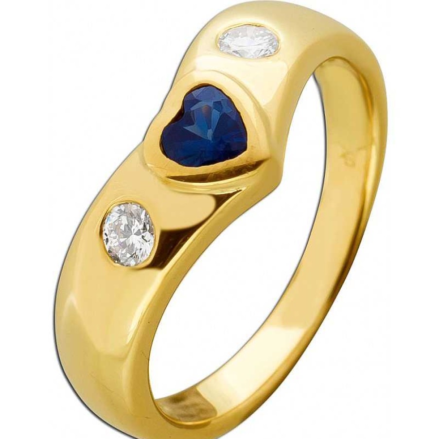 Ringe CH.ABRAMOWICZ | Damenring Gelbgold 750 Blauer Saphir 0.30Ct. Diamanten 0.17Ct.