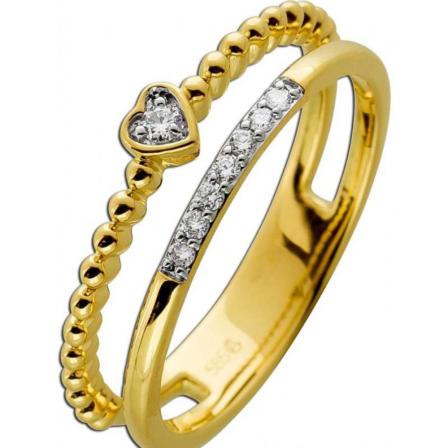 Ringe CH.ABRAMOWICZ | Herz Ring Gelbgold 585 14 Karat 8 Diamanten Total 0,08Ct W/Si