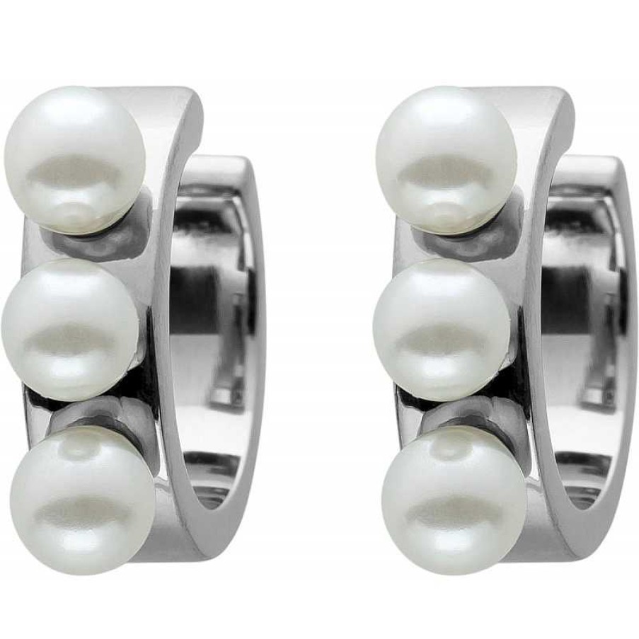 Ohrringe Toyo Yamamoto | Ear Cuffs Ohrrand Creolenohrklemmen, Edelstahl, T-Y,Mit 6 Synth Weissen Perlen4,3Mm, 14,5X4,5Mm