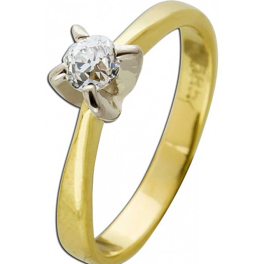 Ringe CH.ABRAMOWICZ | Antiker Solit Rring Gelbgold 585 1 Diamant Altschliff 0,30Ct Tw/Vsi