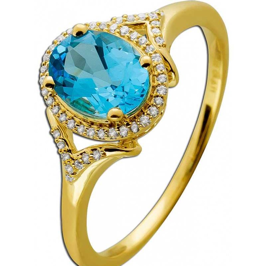 Ringe CH.ABRAMOWICZ | Edelsteinring Gelbgold 585 1 Blautopas 48 Brillanten