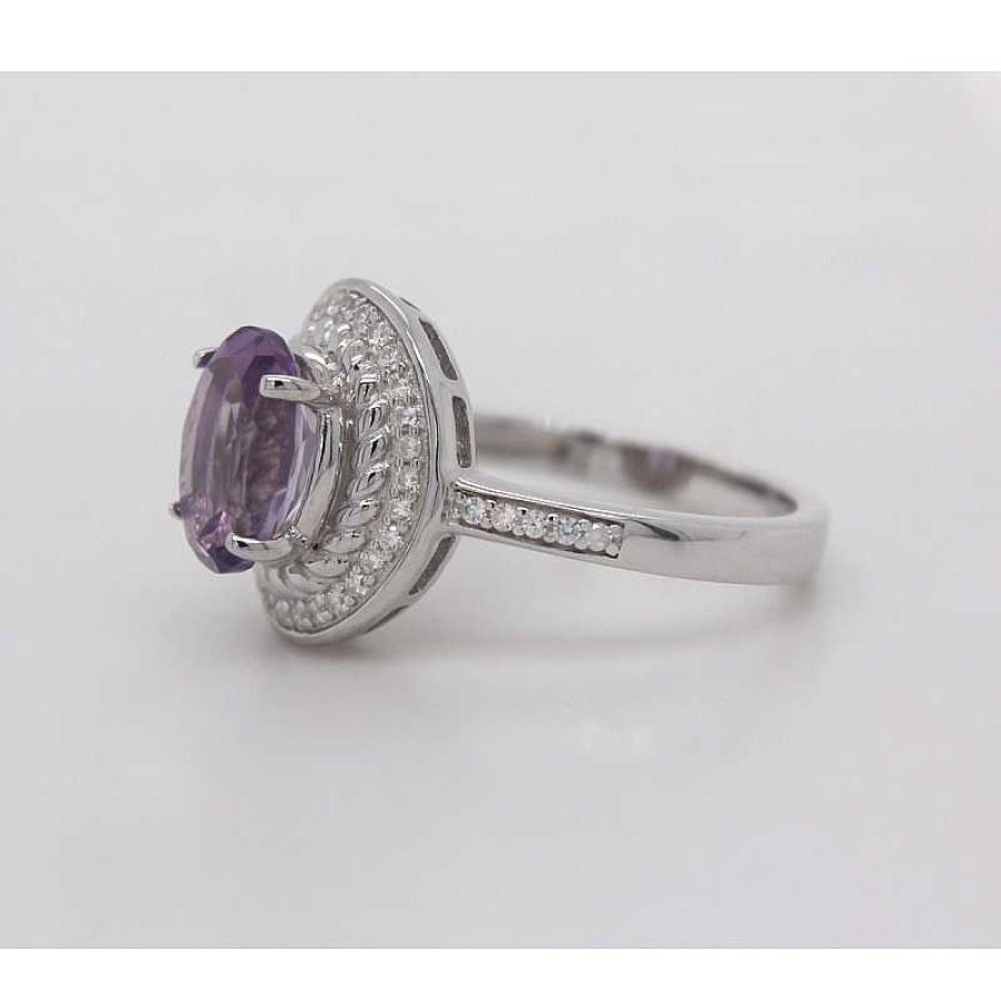 Ringe CH.ABRAMOWICZ | Ring Silber 925 1Amethyst Wei E Zirkonia Poliert Rhodiniert