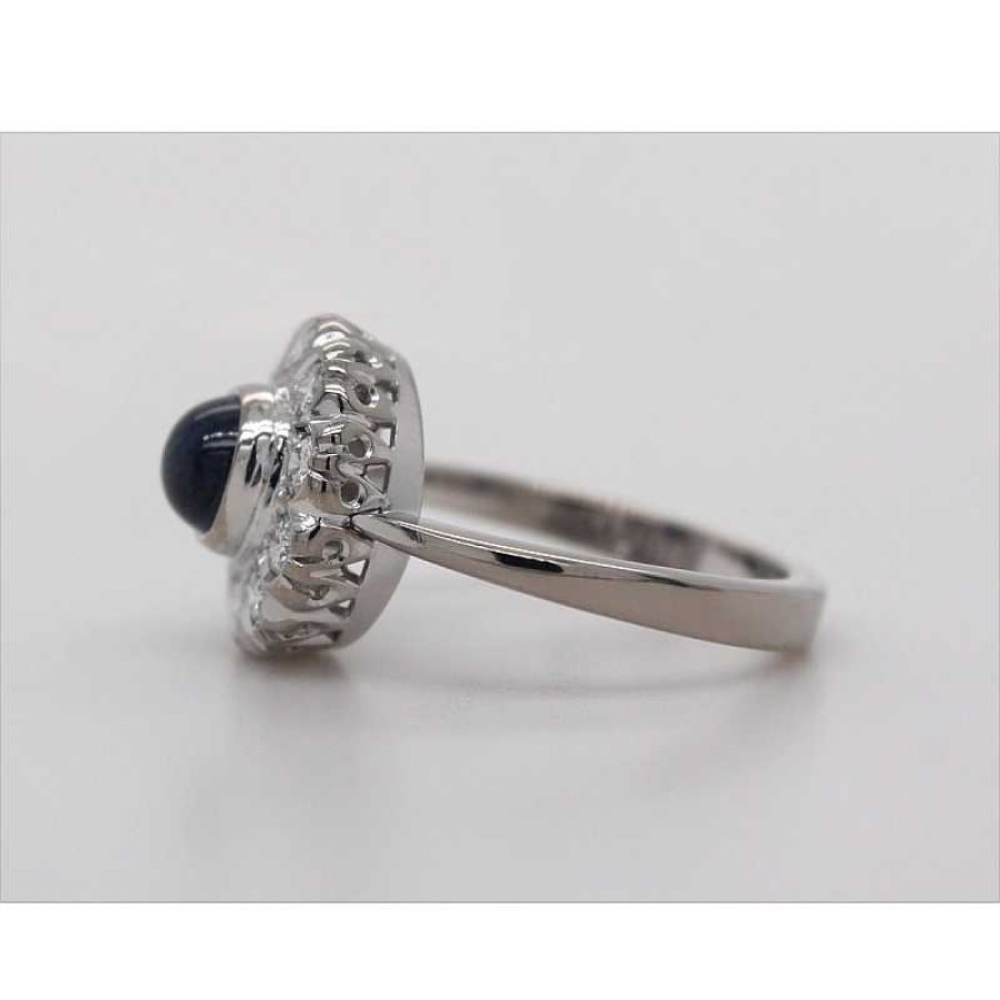 Ringe CH.ABRAMOWICZ | Saphirring Wei Gold 585 1 Saphir 1,10Ct 10 Brillanten 0,45Ct Tw/Vvs