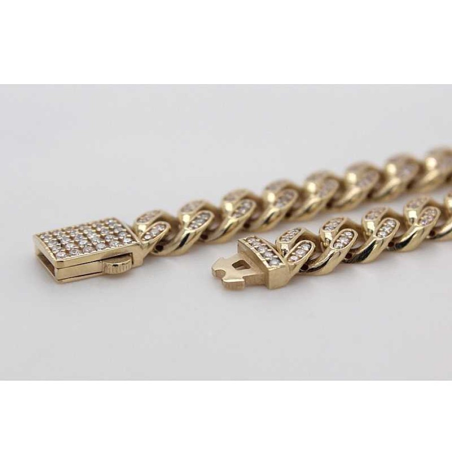 Armband CH.ABRAMOWICZ | Panzerarmband Gelbgold 333 Cuban Link Chain Zirkonia Krappengefasst