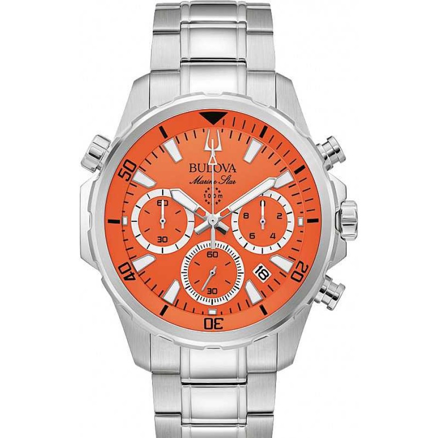 Uhren BULOVA | Bulova 96B395 Marine Star Chrono Herrenuhr Quarz Orange