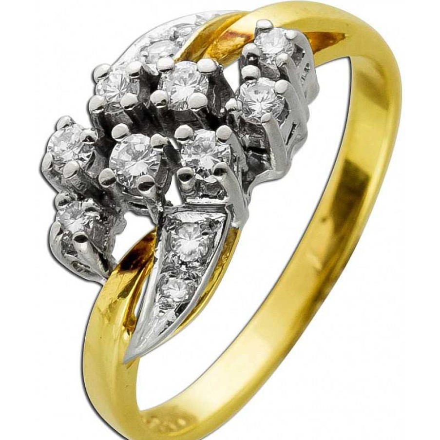 Ringe CH.ABRAMOWICZ | Antiker Brillantring Von 1960 Gelbgold 585 12 Brillanten 0,30Ct.