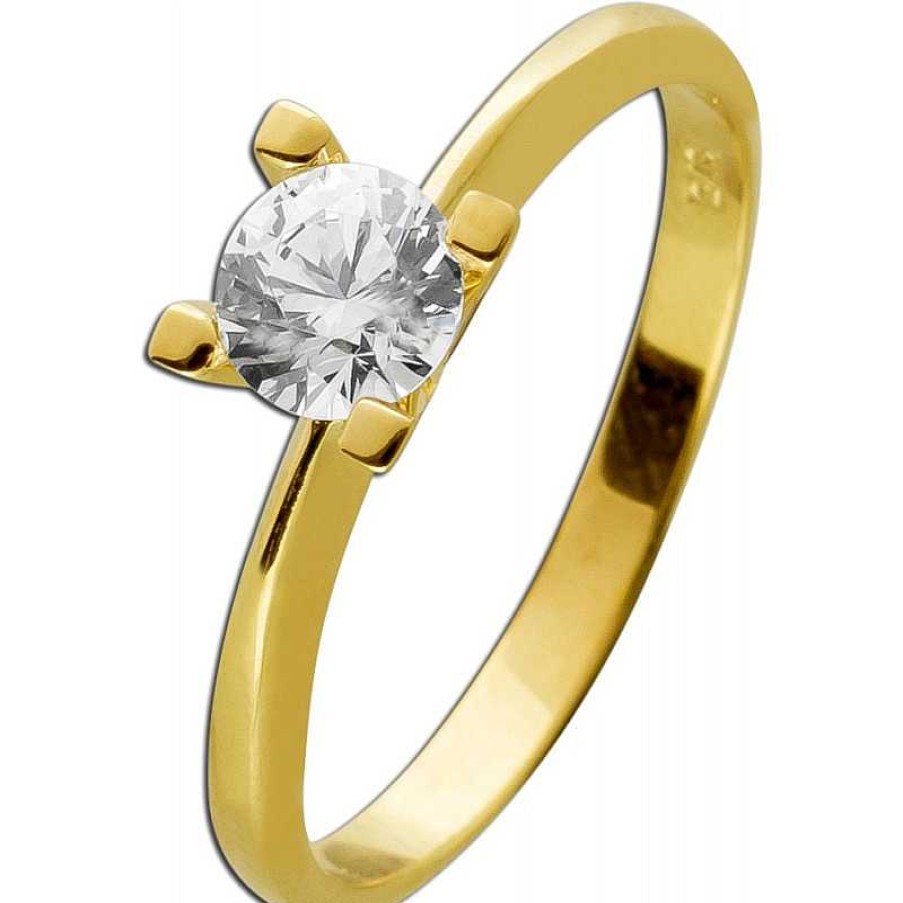 Ringe CH.ABRAMOWICZ | Solit R Ring Gelbgold 375 9 Karat 1 Zirkonia Krappenfassung