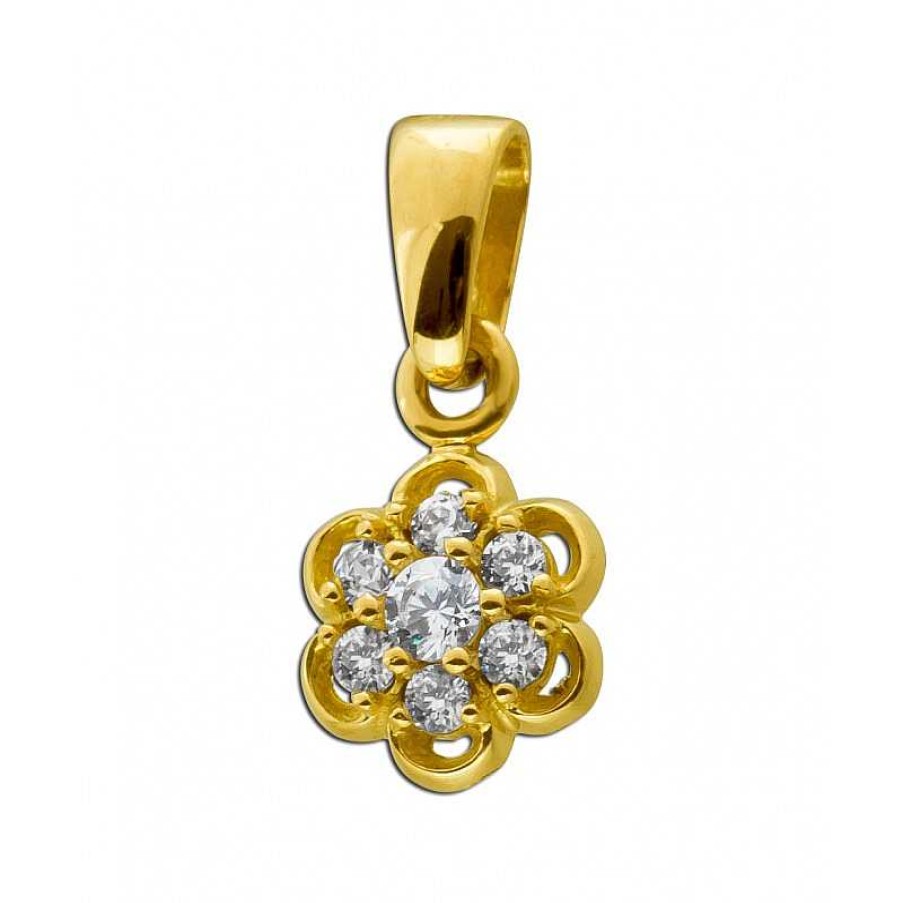 Kettenanh Nger CH.ABRAMOWICZ | Blumen Anh Nger Gelbgold 750 Diamanten 0.15Ct.Tw Vsi