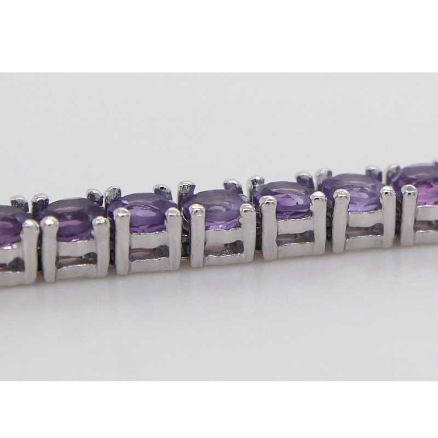 Armband CH.ABRAMOWICZ | Tennisarmband Silber 925 Lila Amethyst Edelsteine Rhodiniert Poliert