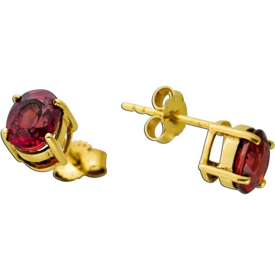 Ohrringe CH.ABRAMOWICZ | Ohrstecker Gelbgold 750 2 Rote Echte Rubine 2,60Ct.