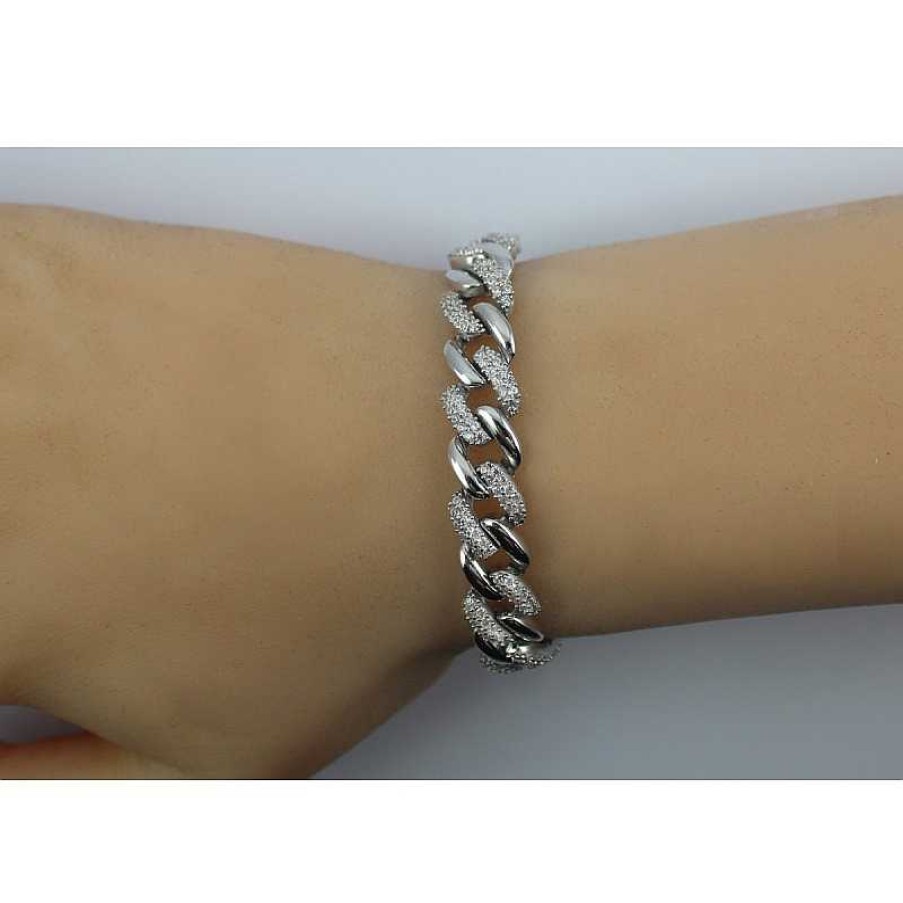 Armband CH.ABRAMOWICZ | Panzerarmband Silber 925 Wei E Zirkonia Brillantlook Breite 9,8Mm